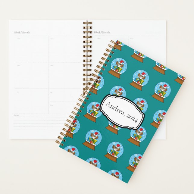 Snow Globe with Santa Claus Owl | Personalise Planner (Display)