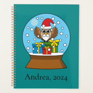 Snow Globe with Santa Claus Owl   Personalise Planner