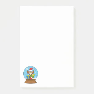 Snow Globe with Santa Claus Owl Post-it Notes