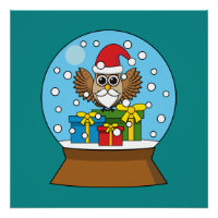 Snow Globe with Santa Claus Owl