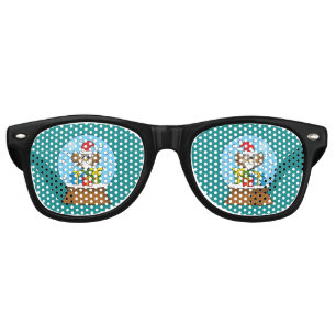 Snow Globe with Santa Claus Owl Retro Sunglasses