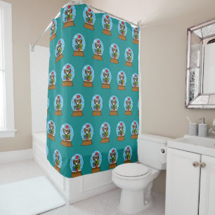 Snow Globe with Santa Claus Owl Shower Curtain
