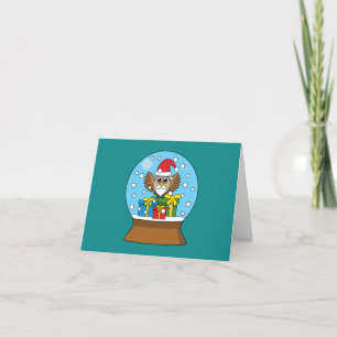 Snow Globe with Santa Claus Owl Thank You Card