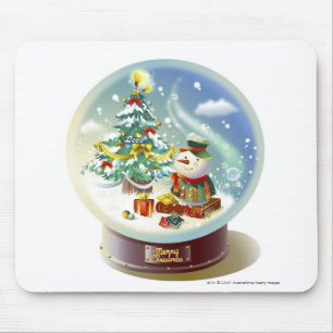 Snow globe with snowman and Christmas tree Mouse Pad
