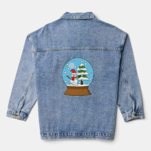 Snow Globe with Snowman and Pine Tree Denim Jacket