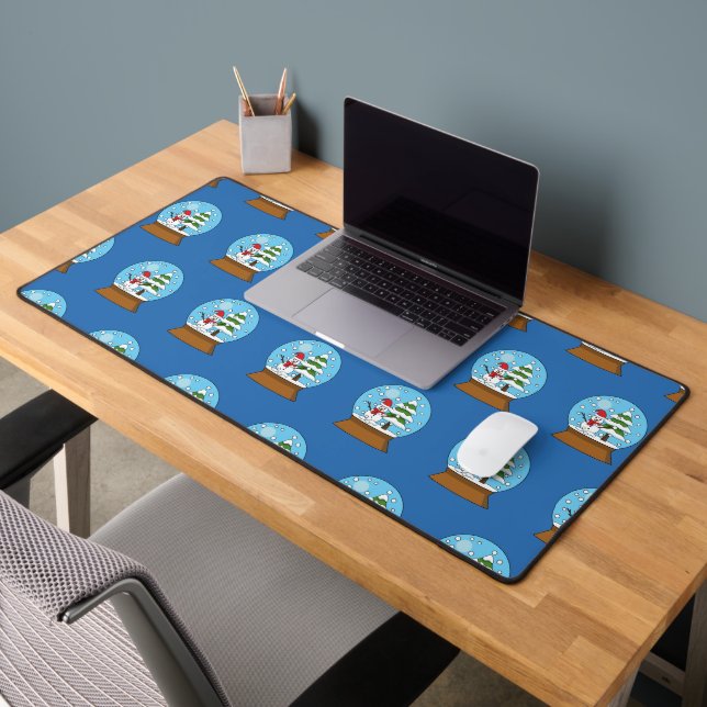 Snow Globe with Snowman and Pine Tree Desk Mat (Office 2)