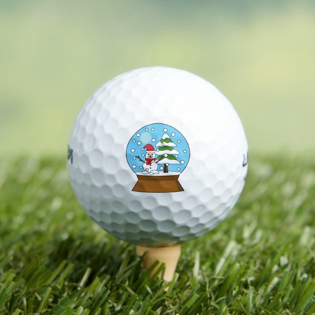 Snow Globe with Snowman and Pine Tree Golf Balls (Insitu Tee)