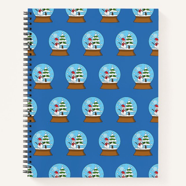 Snow Globe with Snowman and Pine Tree Notebook (Front)