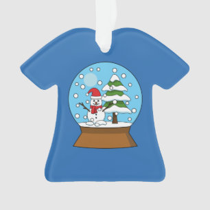 Snow Globe with Snowman and Pine Tree Ornament