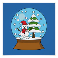Snow Globe with Snowman and Pine Tree