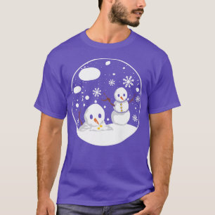Snow Globe With Snowman Funny Pregnancy Reveal Mot T-Shirt