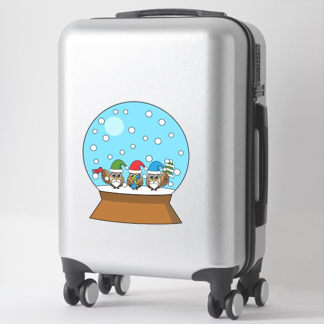 Snow Globe with Three Gnome Owls (Suitcase)