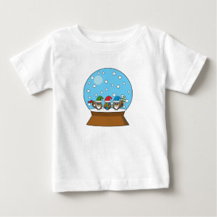 Snow Globe with Three Gnome Owls Baby T-Shirt