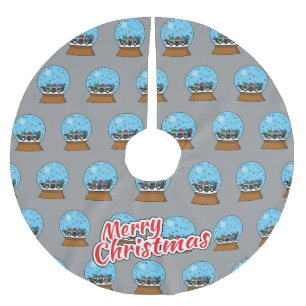 Snow Globe with Three Gnome Owls Brushed Polyester Tree Skirt
