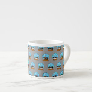 Snow Globe with Three Gnome Owls Espresso Cup