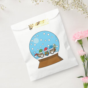 Snow Globe with Three Gnome Owls Favour Bags