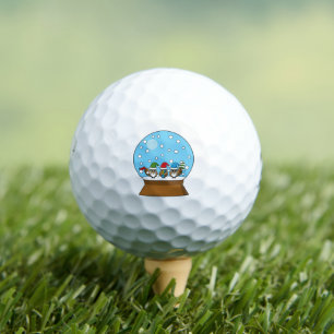 Snow Globe with Three Gnome Owls Golf Balls