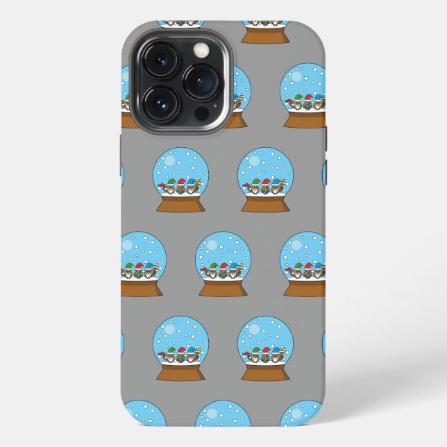Snow Globe with Three Gnome Owls iPhone Case (Back)