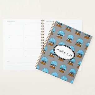 Snow Globe with Three Gnome Owls Personalise Planner