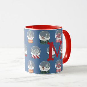 Snow globes all-over pattern with monogram - mug