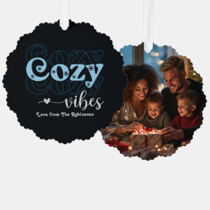 Snow Glow Cosy Vibes Retro Christmas Photo Tree Decoration Card