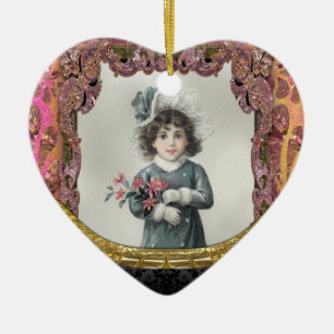 Snow Happy Girl Victorian IV Ceramic Tree Decoration