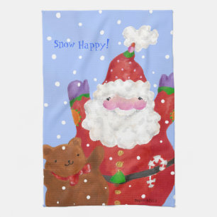 Snow Happy tea towel