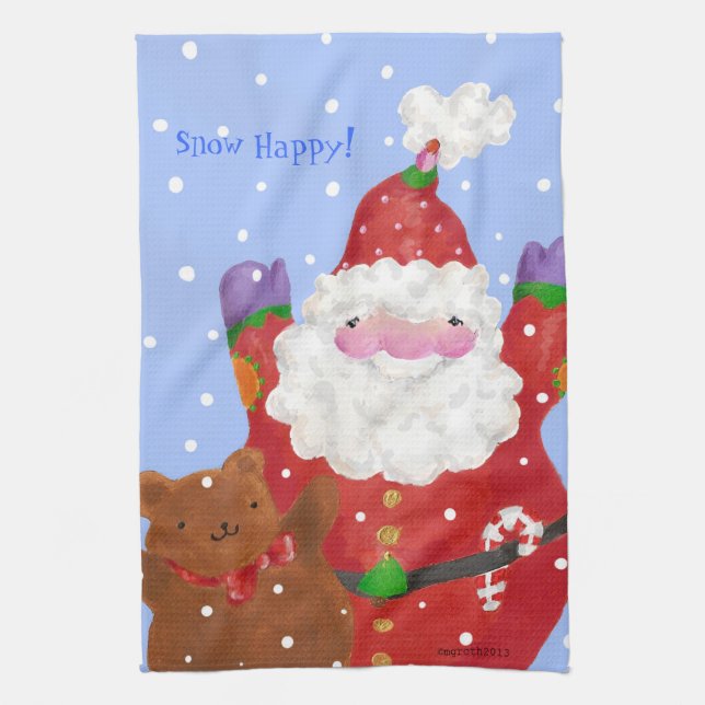 Snow Happy tea towel (Vertical)