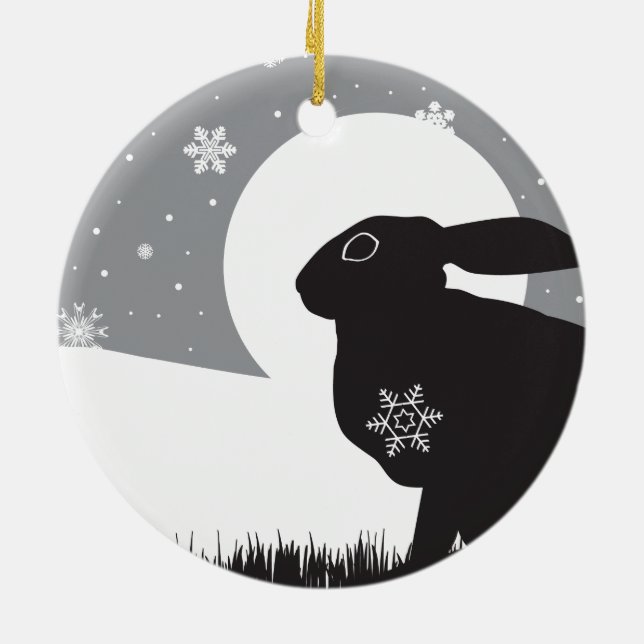 SNOW HARE CERAMIC TREE DECORATION (Back)