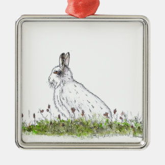 Snow Hare Metal Tree Decoration