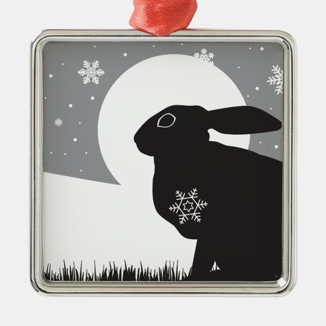 SNOW HARE METAL TREE DECORATION (Front)