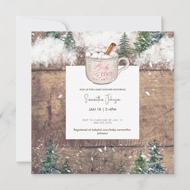Snow Hot Chocolate Baby It's Cold Outside Square Invitation (Front)