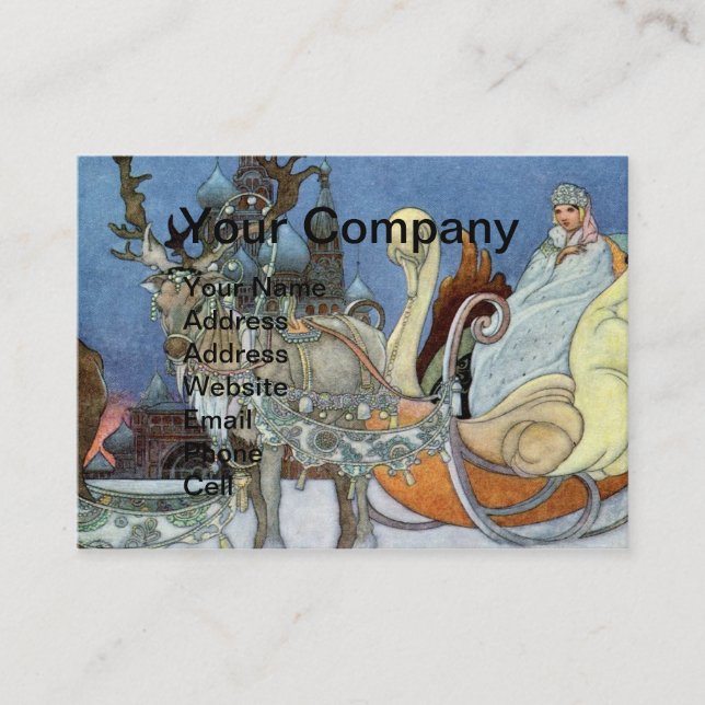 Snow Ice Queen Russian Princess Reindeer Business Card (Front)