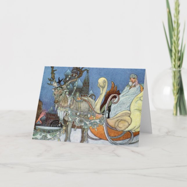 Snow Ice Queen Russian Princess Reindeer Card (Front)