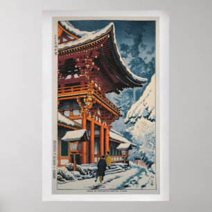 Snow in Kamigamo Shrine by Takeji Asano Vintage Poster