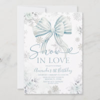 Snow In Love Blue Bow Silver Snowflake Birthday