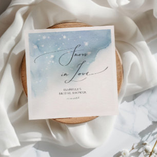 Snow in Love Blue Snowy Bridal Shower Napkin