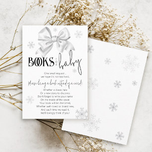Snow In Love Bow Winter Books for Baby Shower Enclosure Card