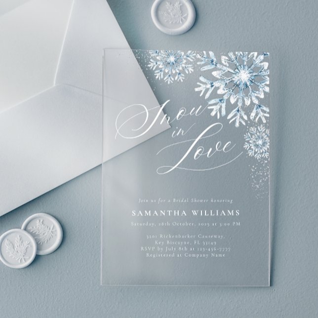 Snow in Love Bridal Shower Acrylic Invitation (Creator Uploaded)