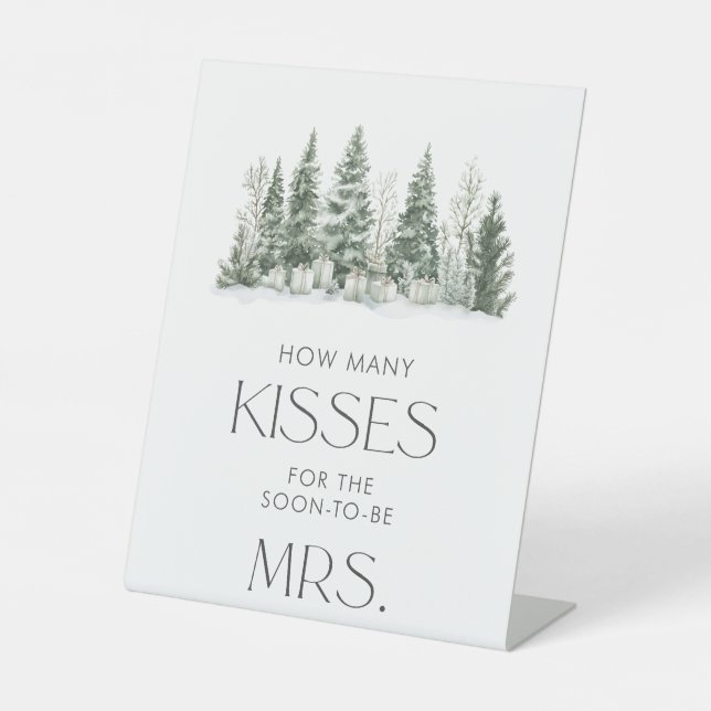 Snow In Love Bridal Shower Guess How Many Kisses Pedestal Sign (Front)
