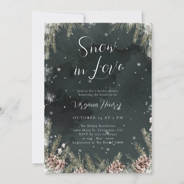 Snow In Love Bridal Shower Invitation (Front)