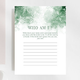 Snow in Love Bridal Shower Who Am I Game