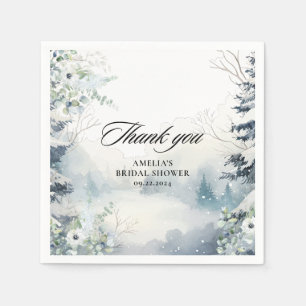 Snow in love dusty blue Winter Bridal Shower  Napkin