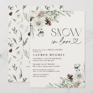 Snow in Love Evergreen QR Bridal Shower invitation