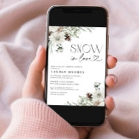 Snow in Love Evergreen QR Bridal Shower invitation