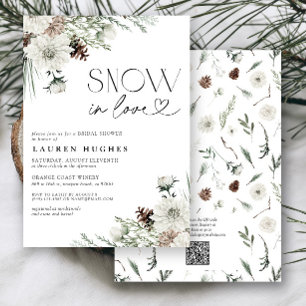 Snow in Love Evergreen QR Bridal Shower invitation