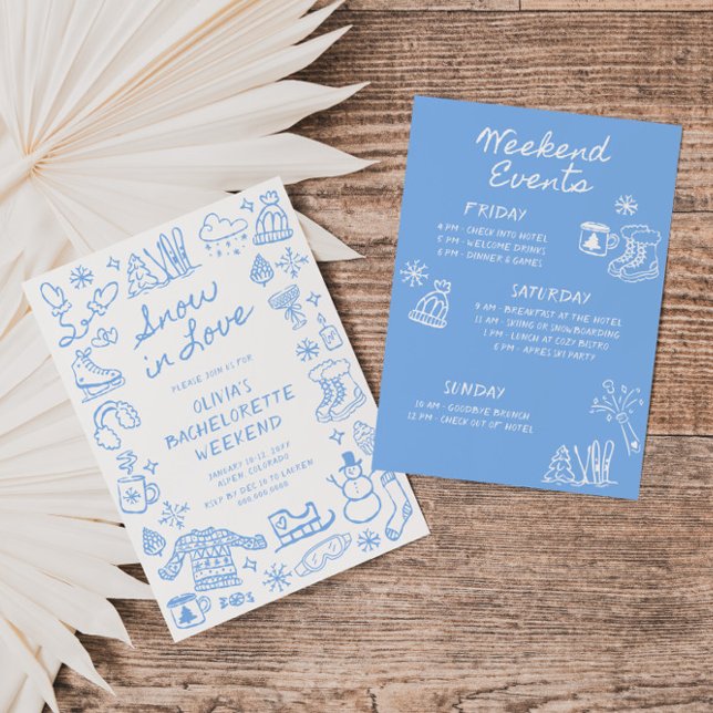 Snow In Love Hand Drawn Winter Bachelorette Invitation (Creator Uploaded)