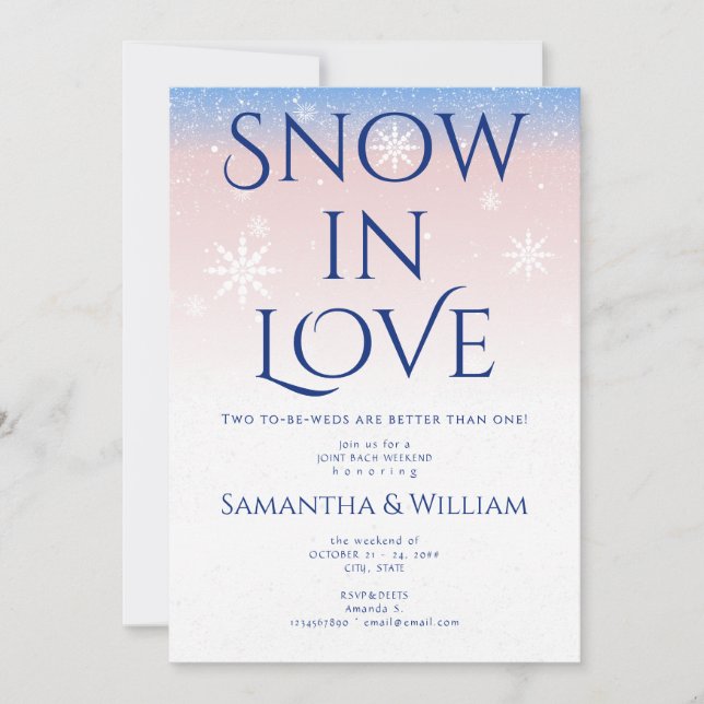 Snow In Love Joint Couples Bridal Shower Weekend Invitation (Front)