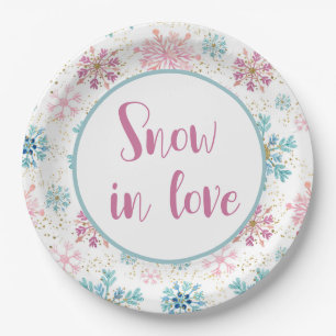 Snow in Love Paper Plates, Snowflakes Plate