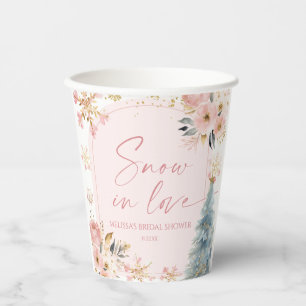 Snow In Love Pink Snowflake Winter Bridal Shower Paper Cups